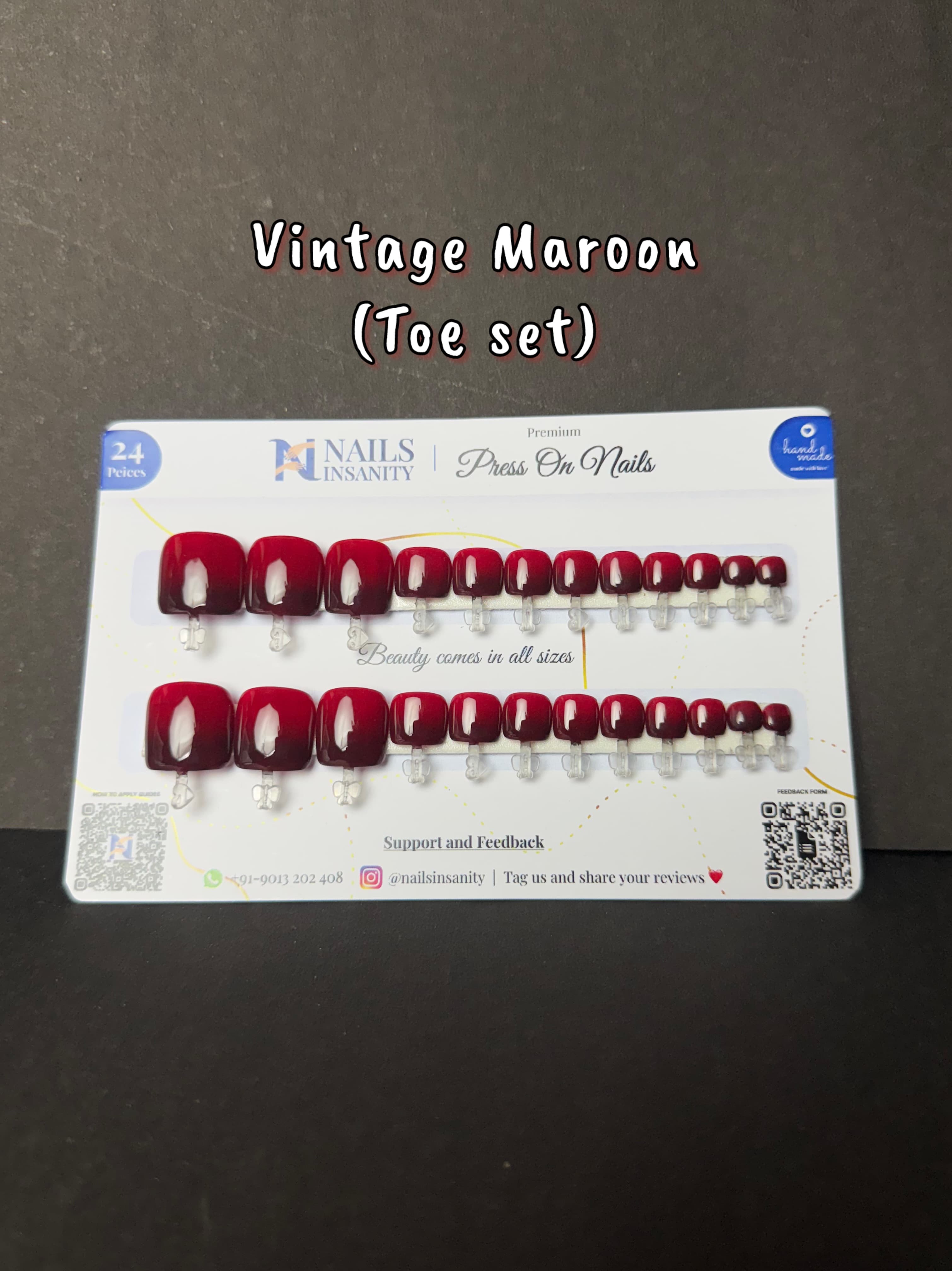 Vintage Maroon Toe Set